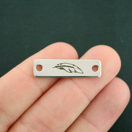 Feather Stainless Steel Connector Charms - BFS016-7358