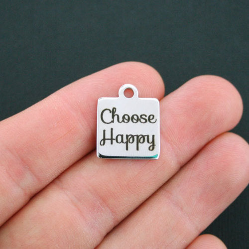 Choose Happy Stainless Steel Charms - BFS013-0073