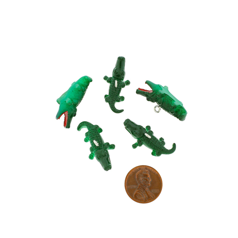 4 Crocodile Resin Charms 3D - K630