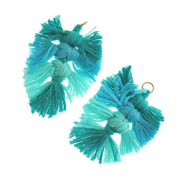Polyester Leaf Tassel 60mm - Ombre Blue - 2 Pieces - TSP040