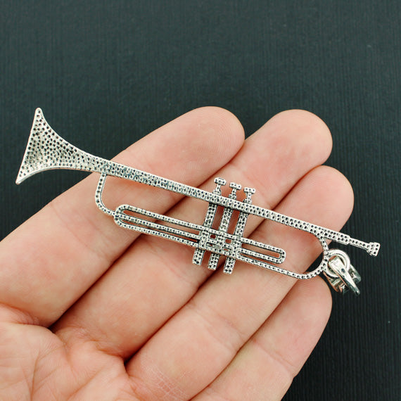 Trumpet Antique Silver Tone Charm - SC7850