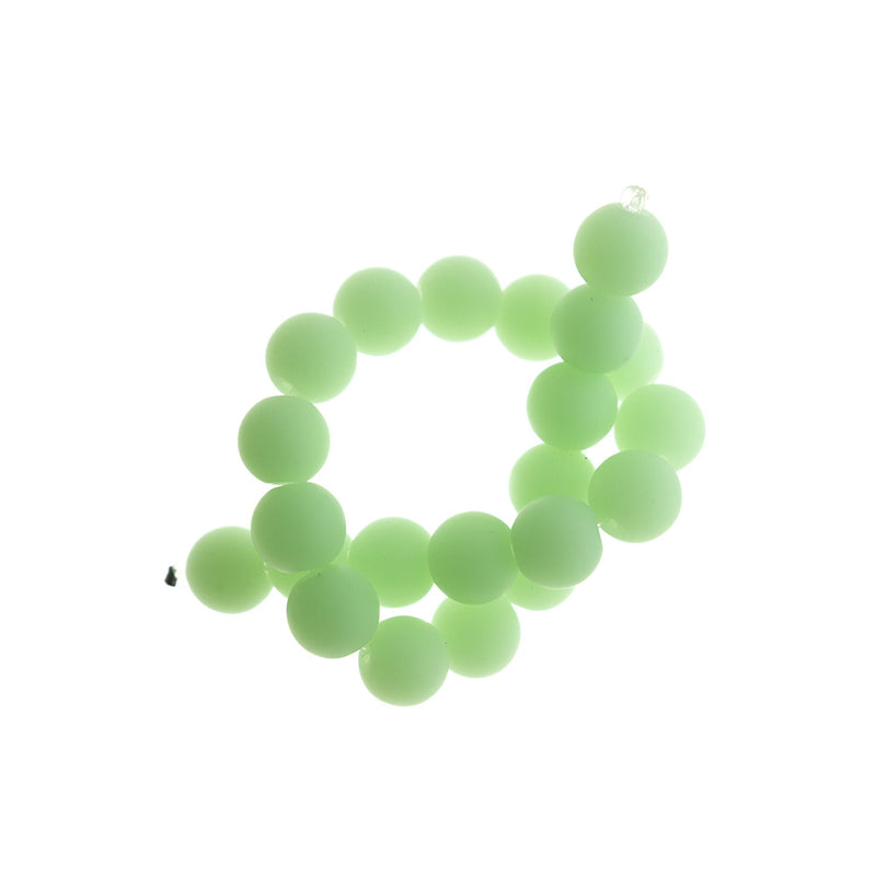 Perles rondes en verre de mer de culture 10 mm - Vert menthe - 1 rang 19 perles - U250