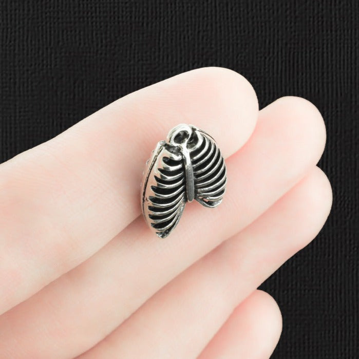 2 Ribcage Bones Antique Silver Tone Charms 3D - SC3800