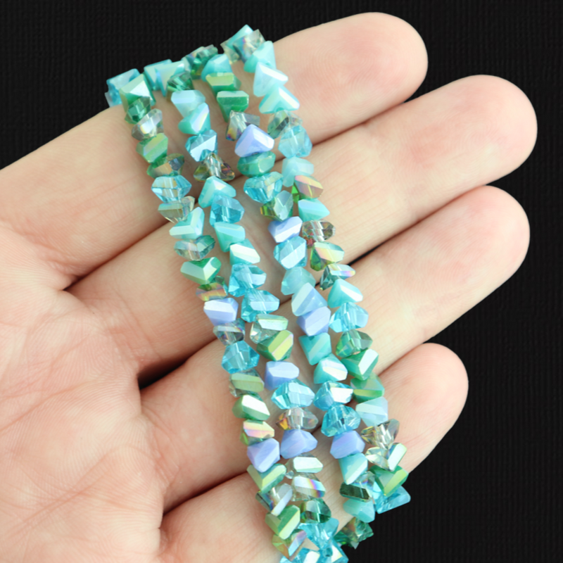 Triangle Glass Beads 6mm x 3.5mm - Electroplated Turquoise - 1 Strand 100 Beads - BD1915