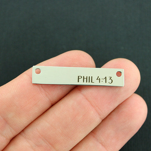 Phil 4:13 Stainless Steel Connector Charms - BFS017-7486