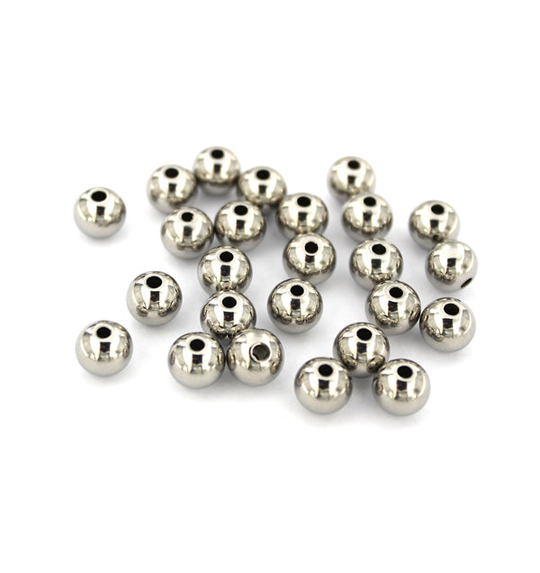 Perles d'espacement rondes 8 mm x 7 mm - ton argent - 10 perles - FD671
