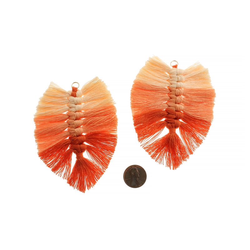 Polyester Leaf Tassel 90mm - Ombre Orange - 1 Piece - TSP223