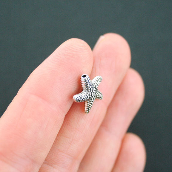 Starfish Spacer Beads 14mm - Silver Tone - 8 Beads - SC4976