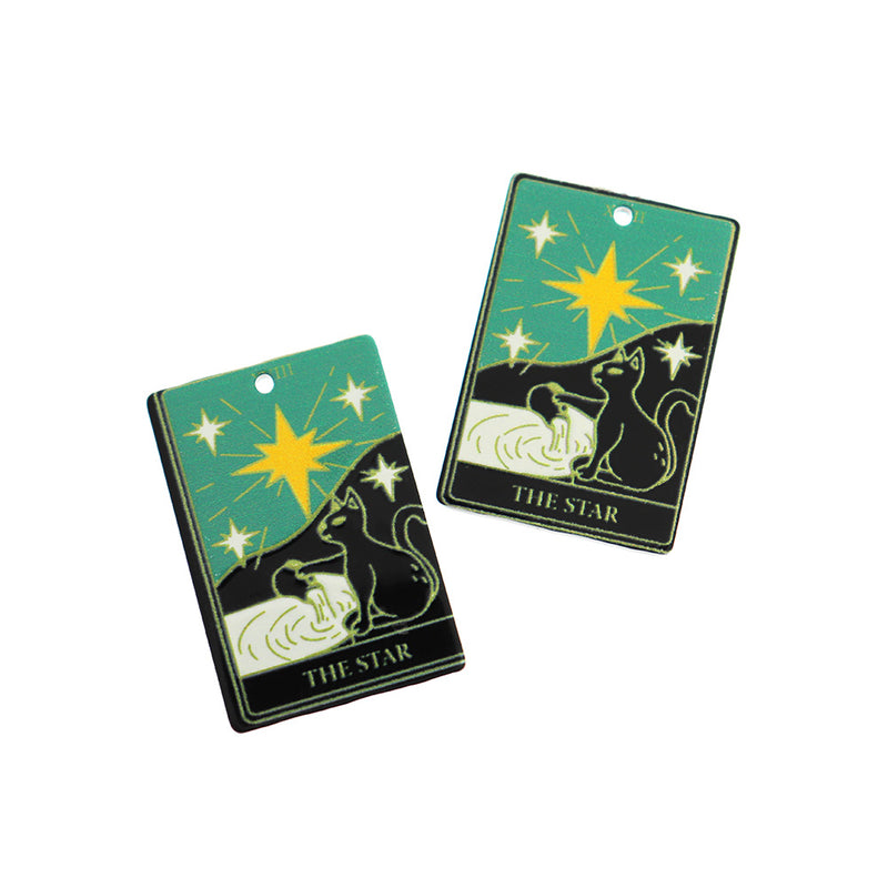 2 The Star Tarot Card Acrylic Charms - K693