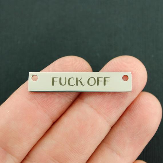 Mature Stainless Steel Connector Charms - F*ck Off - BFS017-7505