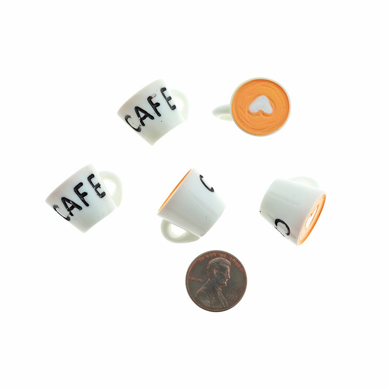 4 Coffee Cup Resin Charms 3D - K129