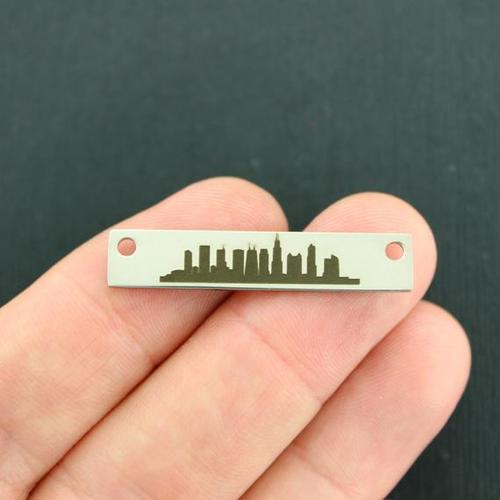 Chicago Skyline Stainless Steel Connector Charms - BFS017-7516