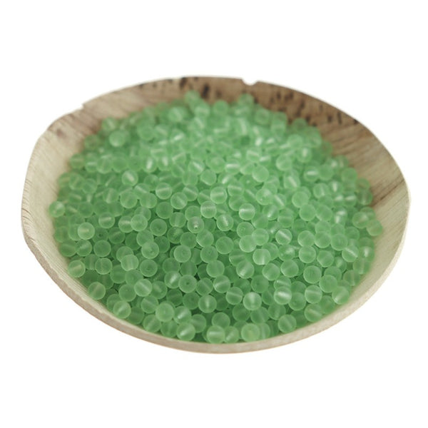 Seed Sea Glass Beads 3mm - Frosted Green - 50 Beads - U257