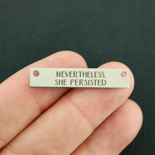 Feminist Stainless Steel Connector Charms - Nevertheless she persisted - BFS017-7561