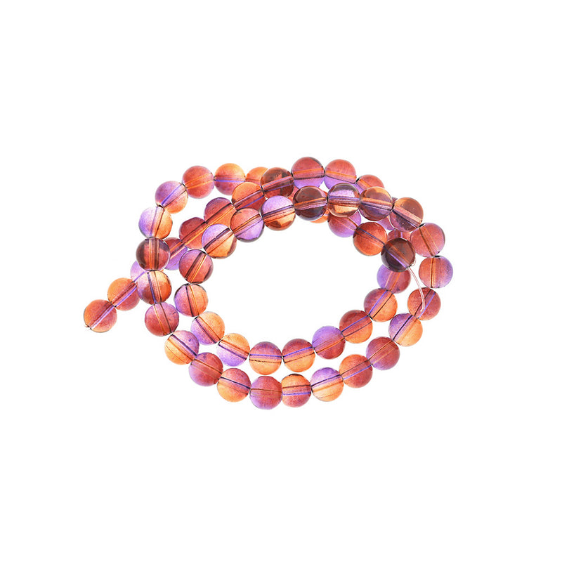 Perles de Verre Rondes 8mm - Sunset Purple Ombre - 1 Rang 40 Perles - BD615