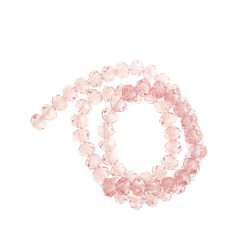 Faceted Glass Beads 8mm x 5mm - Metallic Pink - 1 Strand 70 Beads - BD1648