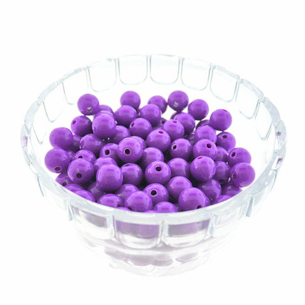 Perles Rondes en Résine 12mm - Violet - 25 Perles - BD2151