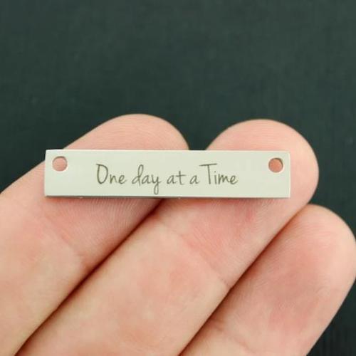 One Day at a Time Stainless Steel Connector Charms - BFS017-7590