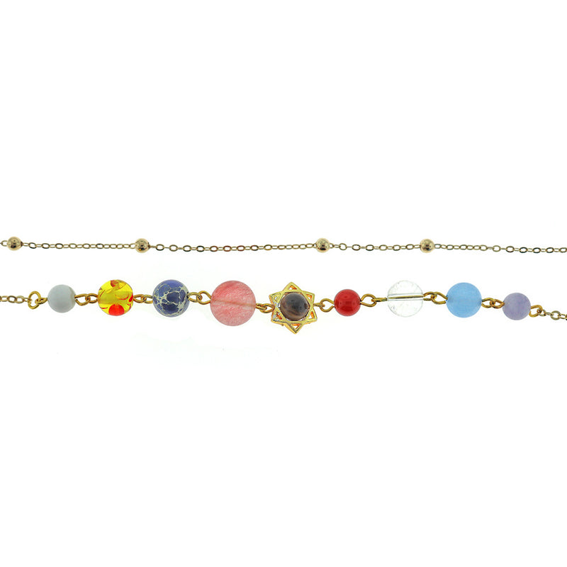Solar System Gold Tone Brass Necklace 18" - 12mm - 1 Necklace - N683