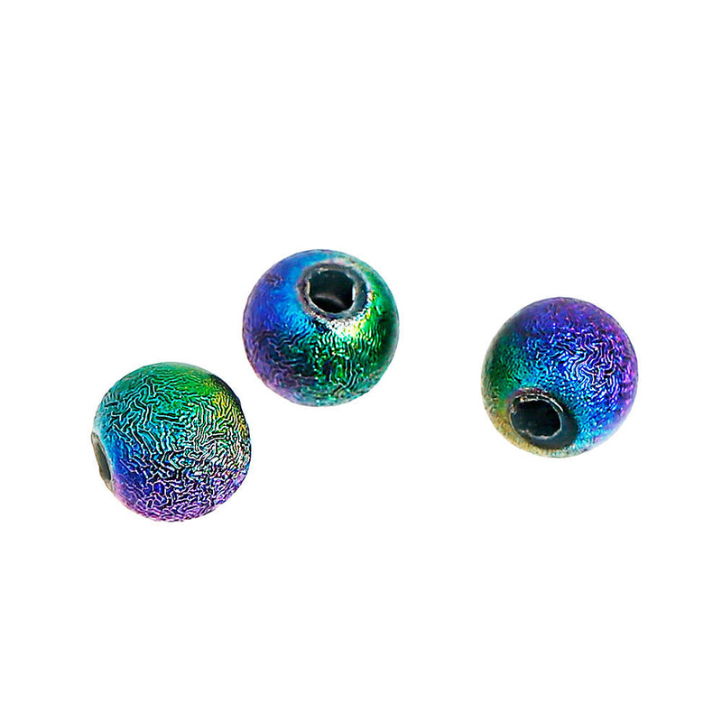 Round Acrylic Beads 5mm - Peacock Stardust - 50 Beads - BD175