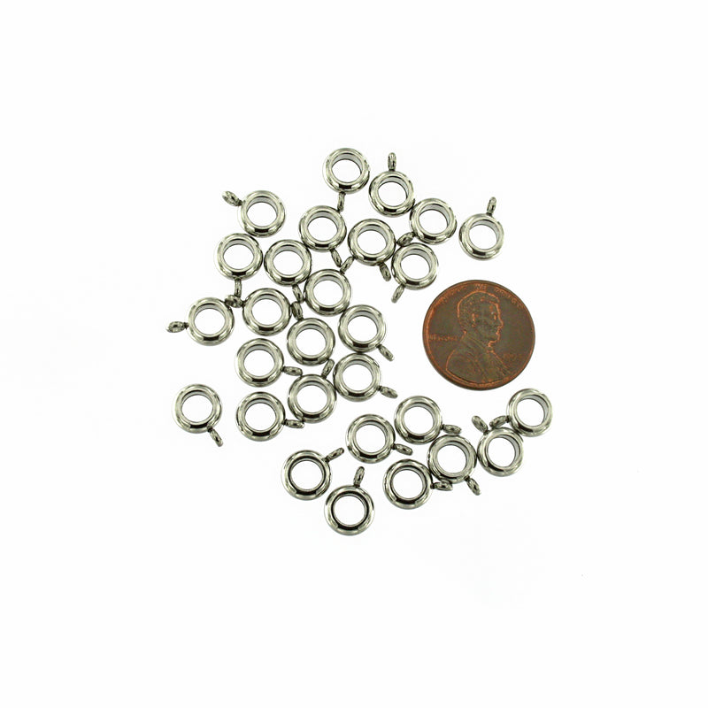 Perles de bélière en acier inoxydable 11,5 mm x 8 mm - ton argent - 4 perles - FD894