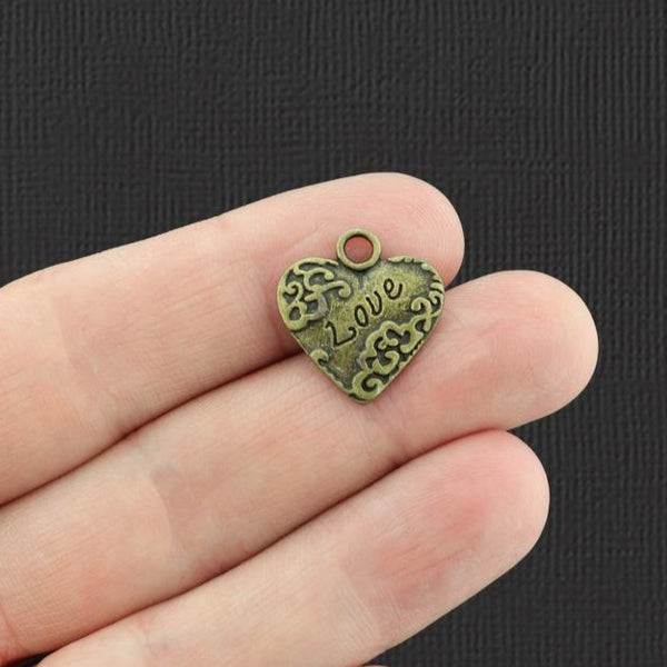 10 charmes de ton bronze antique coeur d'amour - BC1673