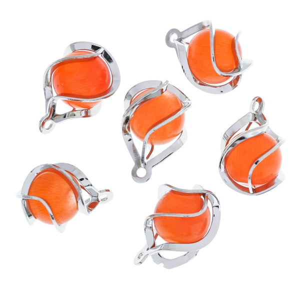 2 Orange Cats Eye Gemstone Pendants - GEM166