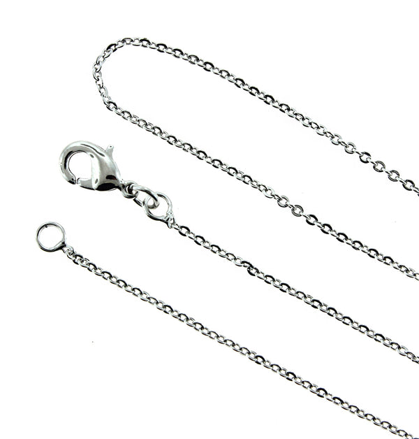 Silver Tone Cable Chain Necklaces 16" - 1.5mm - 10 Necklaces - N537