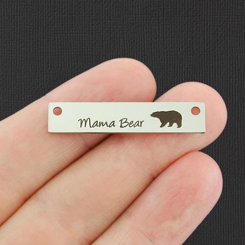 Mama Bear Stainless Steel Connector Charms - BFS017-7645