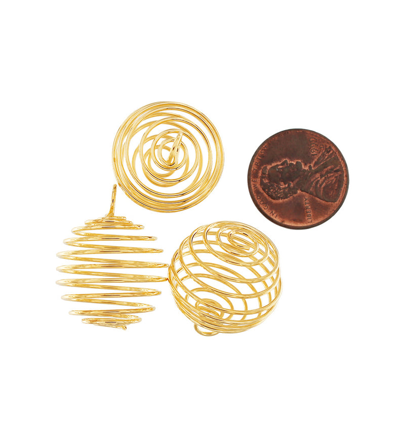 Gold Tone Bead Cages - 21mm x 20mm - 6 Pieces - FD442