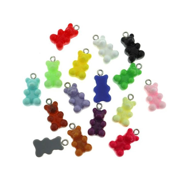 6 Assorted Candy Bear Resin Charms - K116