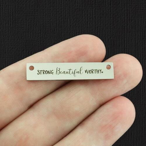 Strong Beautiful Worthy Stainless Steel Connector Charms - BFS017-7683