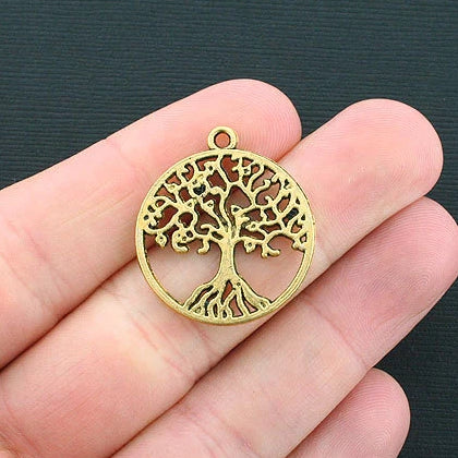 6 Tree of Life Antique Gold Tone Charms - GC458