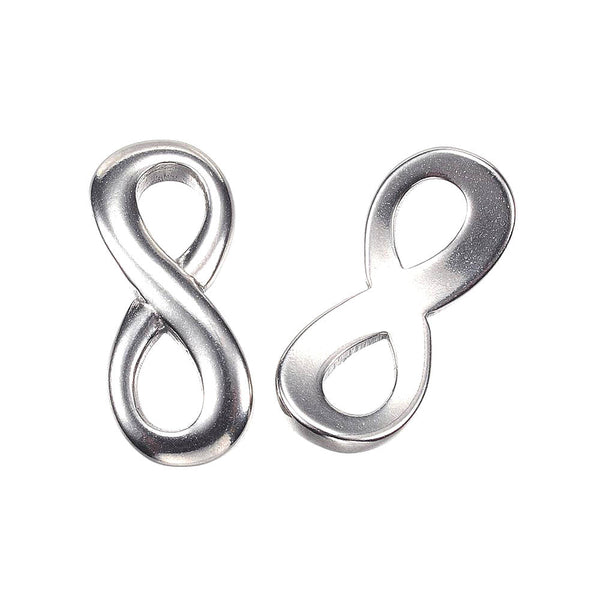 2 Infinity Sign Silver Tone Stainless Steel Charms - MT548