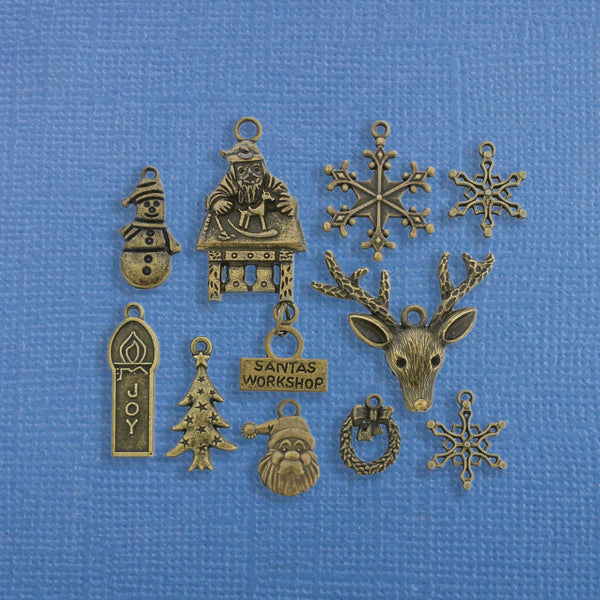 Collection de breloques de Noël ton bronze antique 10 breloques différentes - COL168