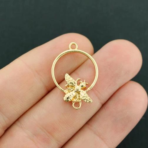 4 Bee Connector Gold Tone Charms - GC1322