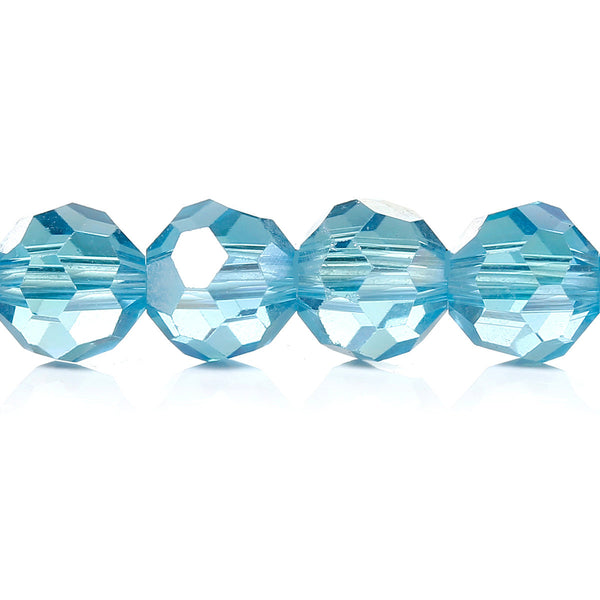 Faceted Glass Beads 6mm - Ice Blue - 1 Strand 100 Beads - BD711