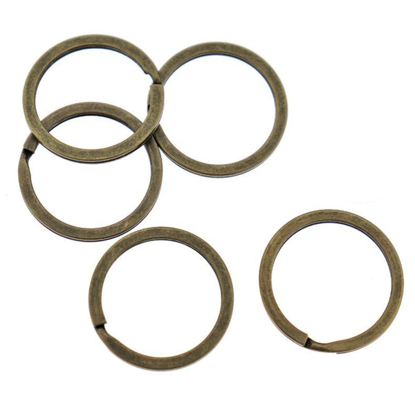 Antique Bronze Tone Key Rings - 30mm - 8 Pieces - FD964