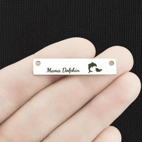 Mama Dolphin Stainless Steel Connector Charms - 1 baby - BFS017-7742