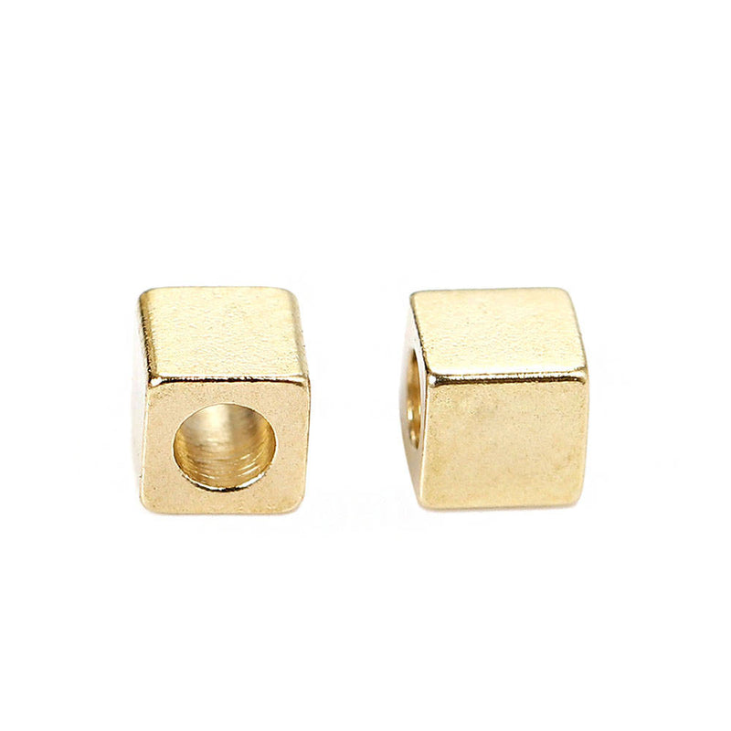 Cube Spacer Beads 3mm x 3mm - Gold Brass - 50 Beads - GC728
