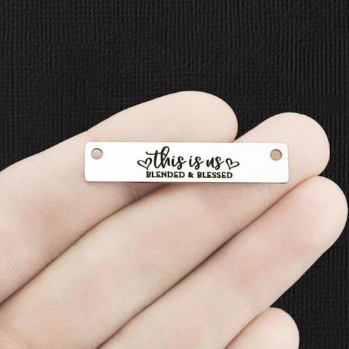 This Is Us Stainless Steel Connector Charms - Blended & Blessed - BFS017-7748