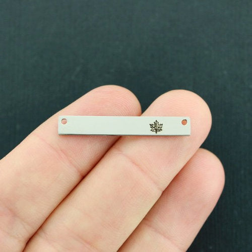 Maple Leaf Stainless Steel Connector Charms - BFS018-7751