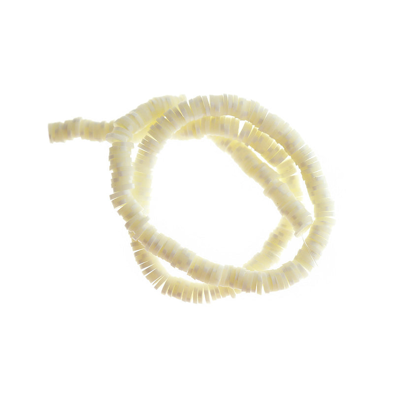 Heishi Polymer Clay Beads 6mm x 1mm - White - 1 Strand 330 Beads - BD1017