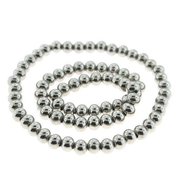 Bracelet Cordon Extensible Acier Inoxydable Avec Perles Intercalaires 7.75"- 6mm - 1 Bracelet - N597