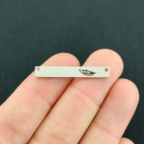 Feather Stainless Steel Connector Charms - BFS018-7760