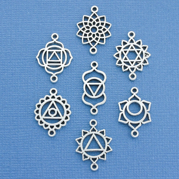 Chakra Charm Collection Silver Tone 7 Charms - COL230
