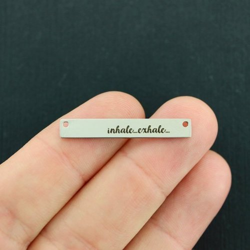 Inhale Exhale Stainless Steel Connector Charms - BFS018-7768