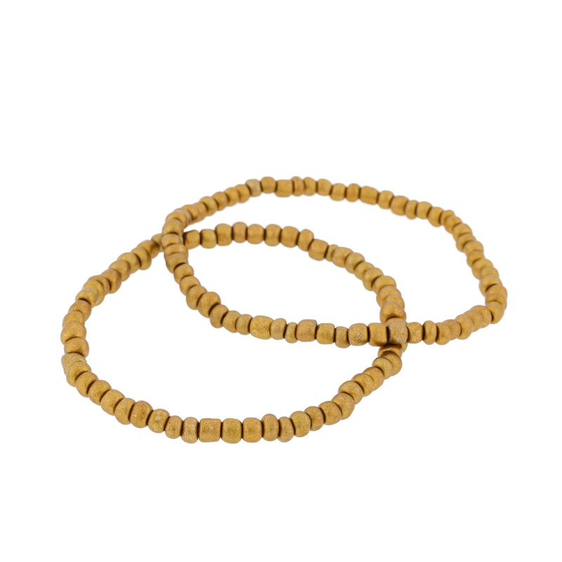 Bracelet Perles de Verre Graines - 65mm - Or - 1 Bracelet - BB110
