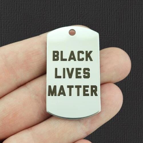 Breloques plaque d'identité en acier inoxydable Black Lives Matter - BFS024-7785