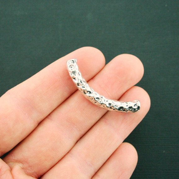 Perles d'espacement en tube incurvé 44 mm x 6 mm - ton argent - 2 perles - SC6584